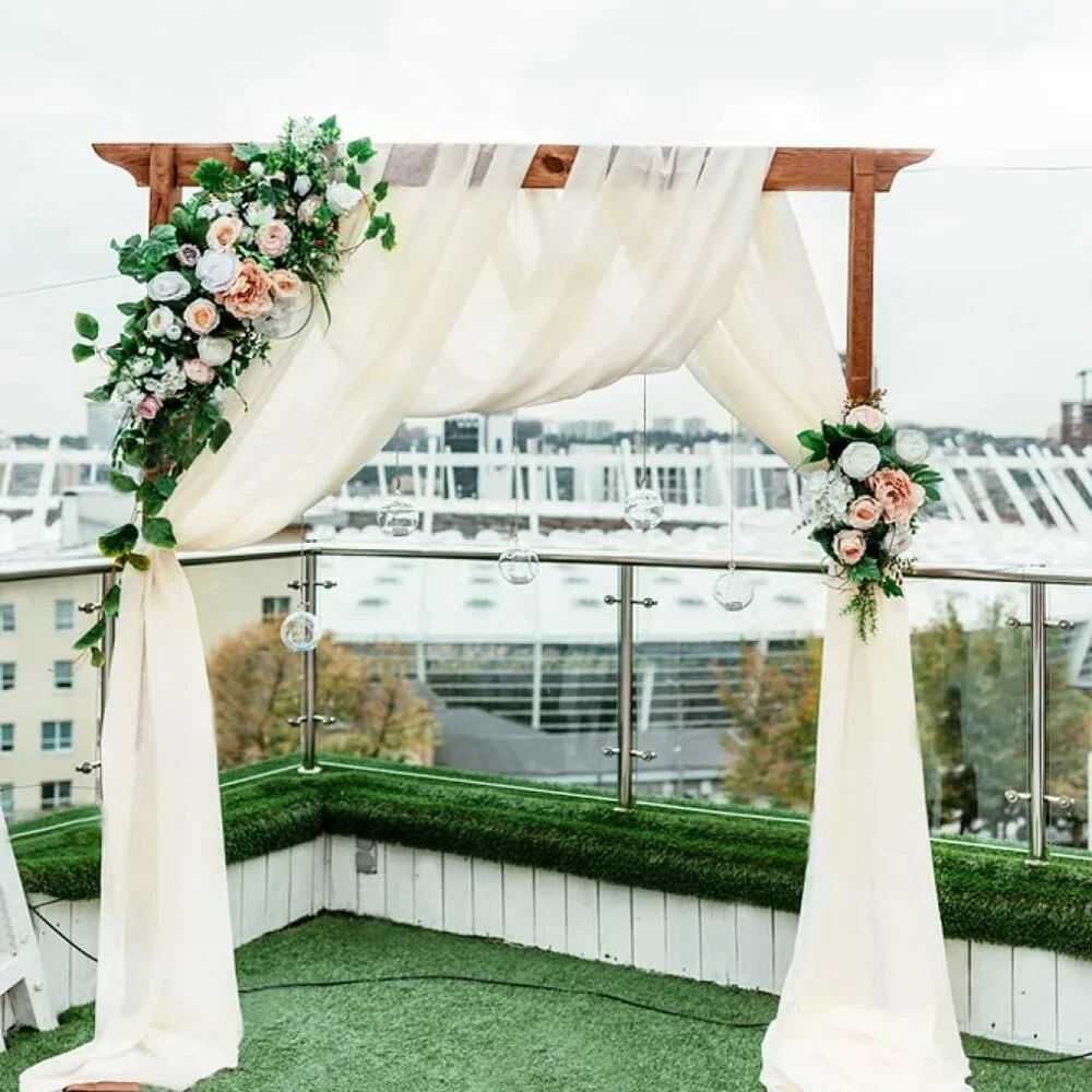 Wedding Arch Draping Fabric Ivory, White 2 Panels 6 Yards Sheer Chiffon Backdrop